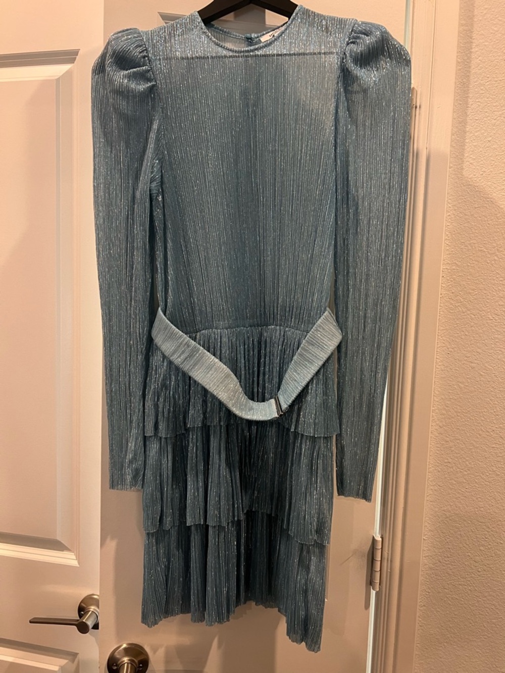 Sabina Musayev Sparkling Light Blue Knit Dress